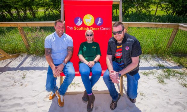 Scottish Deer Centre owners Gavin Findlay and David Hamilton with general manager Sarah Rice.