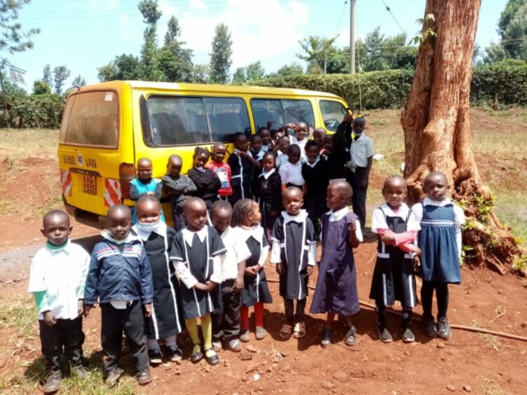 Kindergarten with minibus paid for with money donated through Sheila Mcluckie fundraising.
