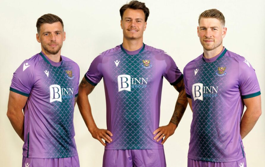 Graham Carey, Melker Hallberg and David Wotherspoon in the new away kit.