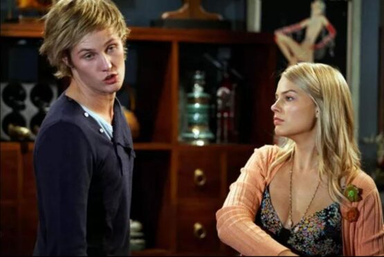 Andrew Robinson (Jordan Patrick Smith) is slapped by Donna Freedman (Margot Robbie). Photo credit: Neighbours/Channel 5.