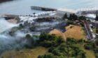A drone image of the fire last week at Prestonhill Quarry. Photo: Stuart Ruthven.