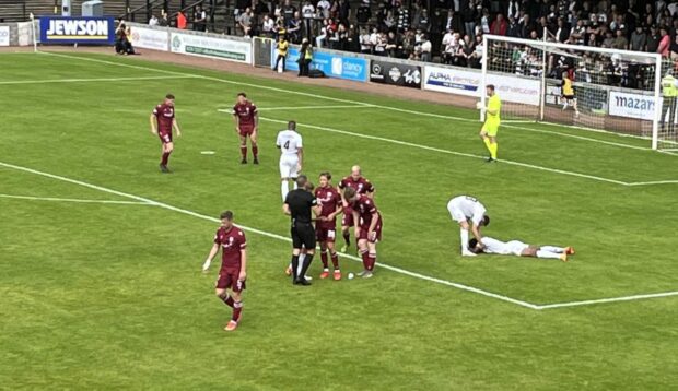 Arbroath captain Tam O'Brien was sent off late on.