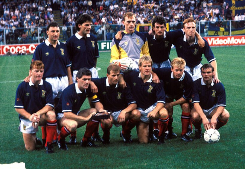 The Scotland line-up against Sweden in the 1990 World Cup.