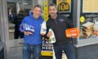 Snappy Shopper co-founder Scott Campbell with Fahim Ashiq, store owner of Premier Cupar.