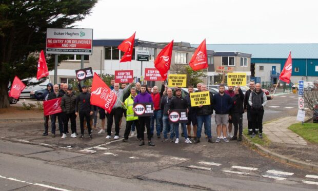 Baker Hughes staff on strike.