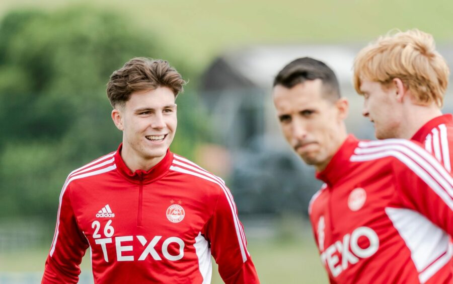 Mason Hancock (26) in training with Aberdeen days before joining Arbroath on loan.