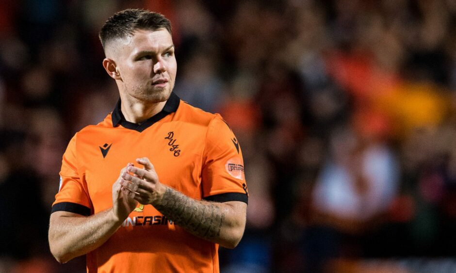 Glenn Middleton pictured playing for Dundee United at Tannadice 