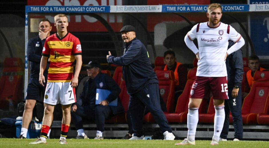 Dick Campbell on the touchline at Firhill.