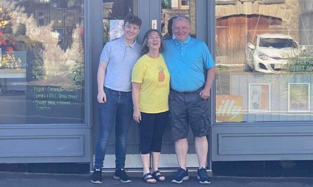 Fife cafe McTaggart's is to close - owners Lis and John with son Joe.
