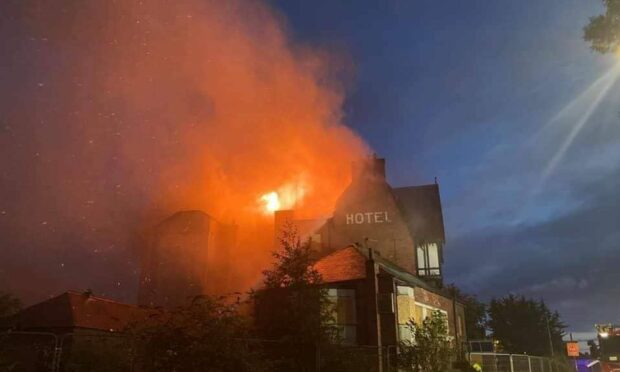 Lundin Links hotel on fire In Leven. Pic credit: Fife Jammer Locations.