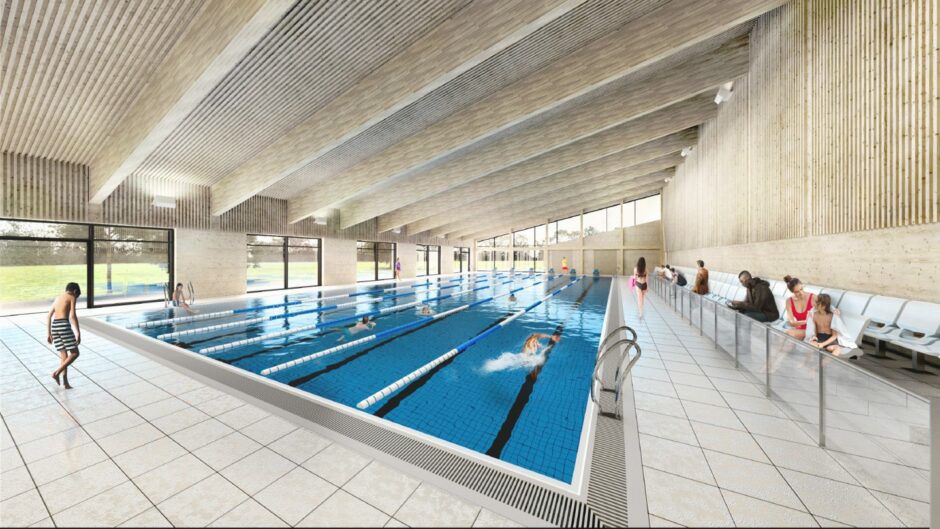 The proposed six-lane swimming pool.