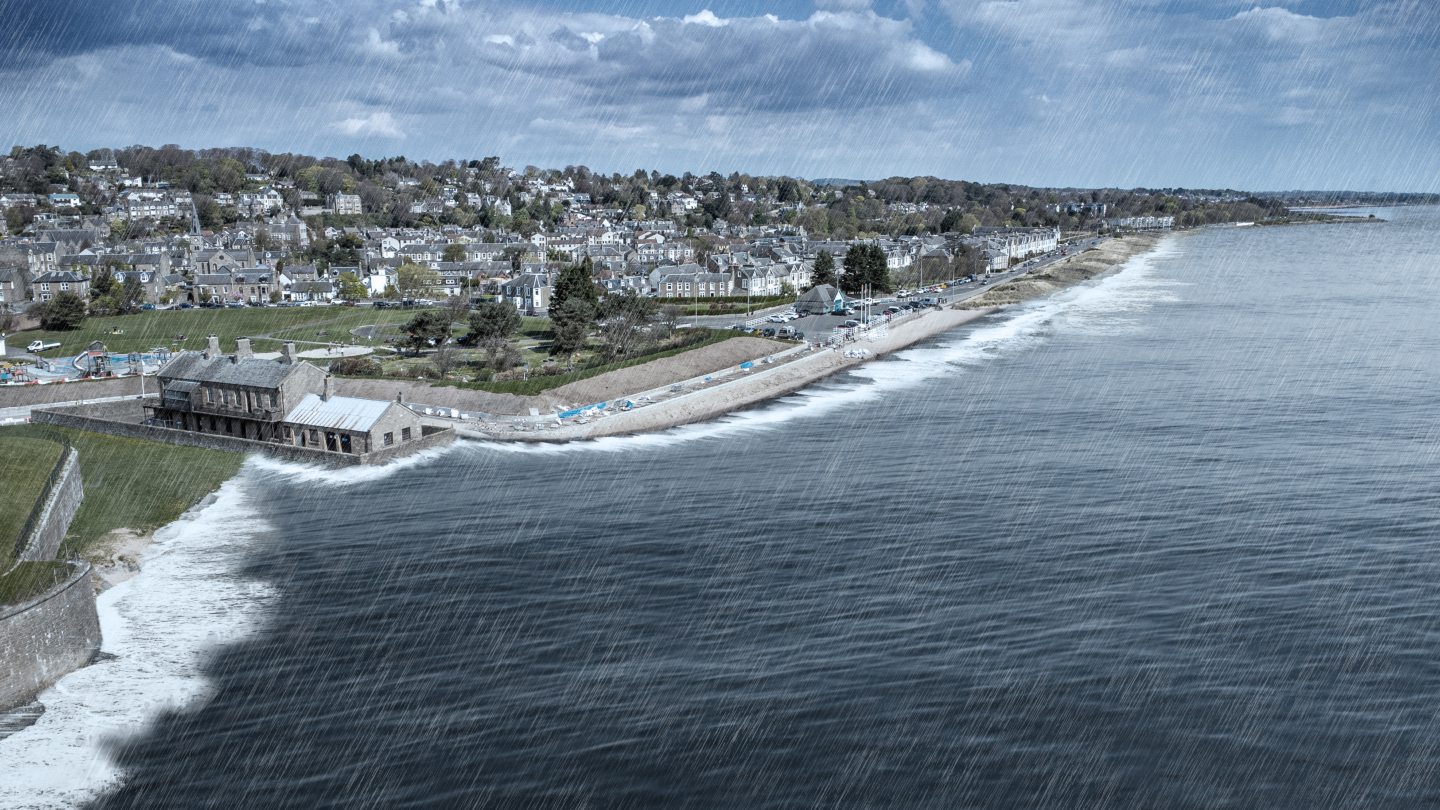A graphic showing how Broughty Ferry would look like after flooding