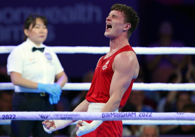 Scotland's Sam Hickey after winning gold at the Commonwealth Games in Birmingham.