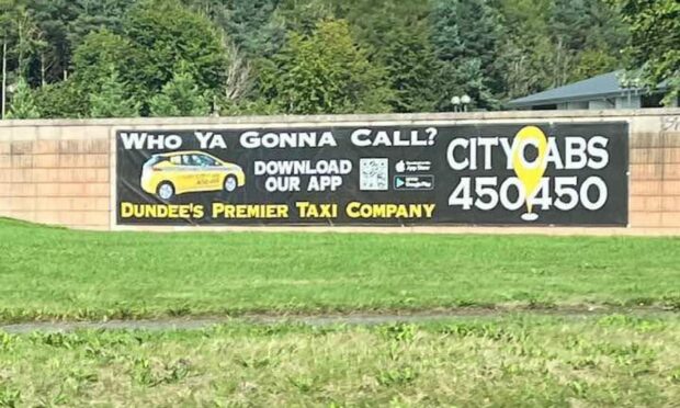 The City Cabs banner near Riverside Avenue.