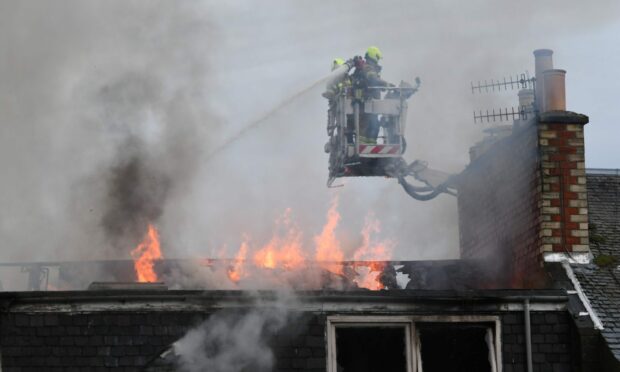 Crews tackling the fire on James Street in Perth. Image: Stuart Cowper.