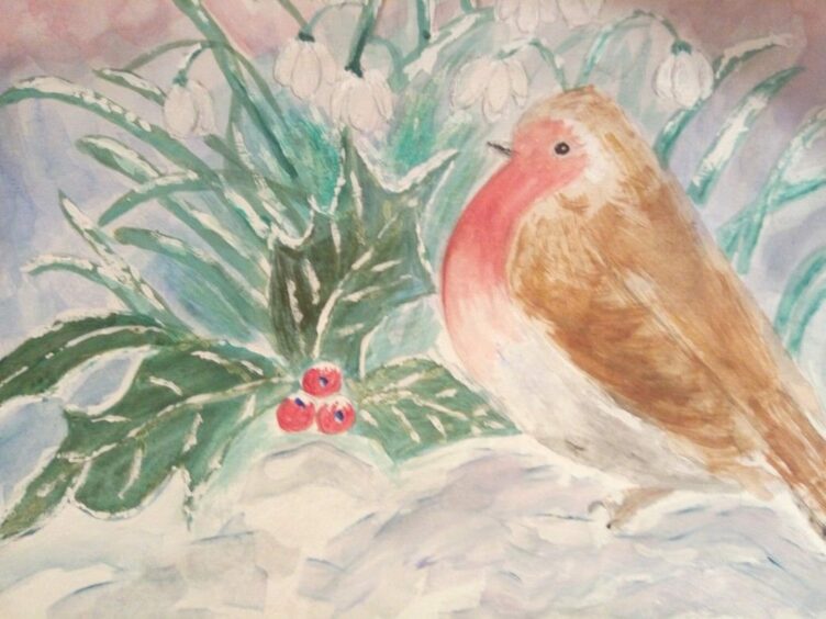 Joyce Langlands (64). The Christmas robin.