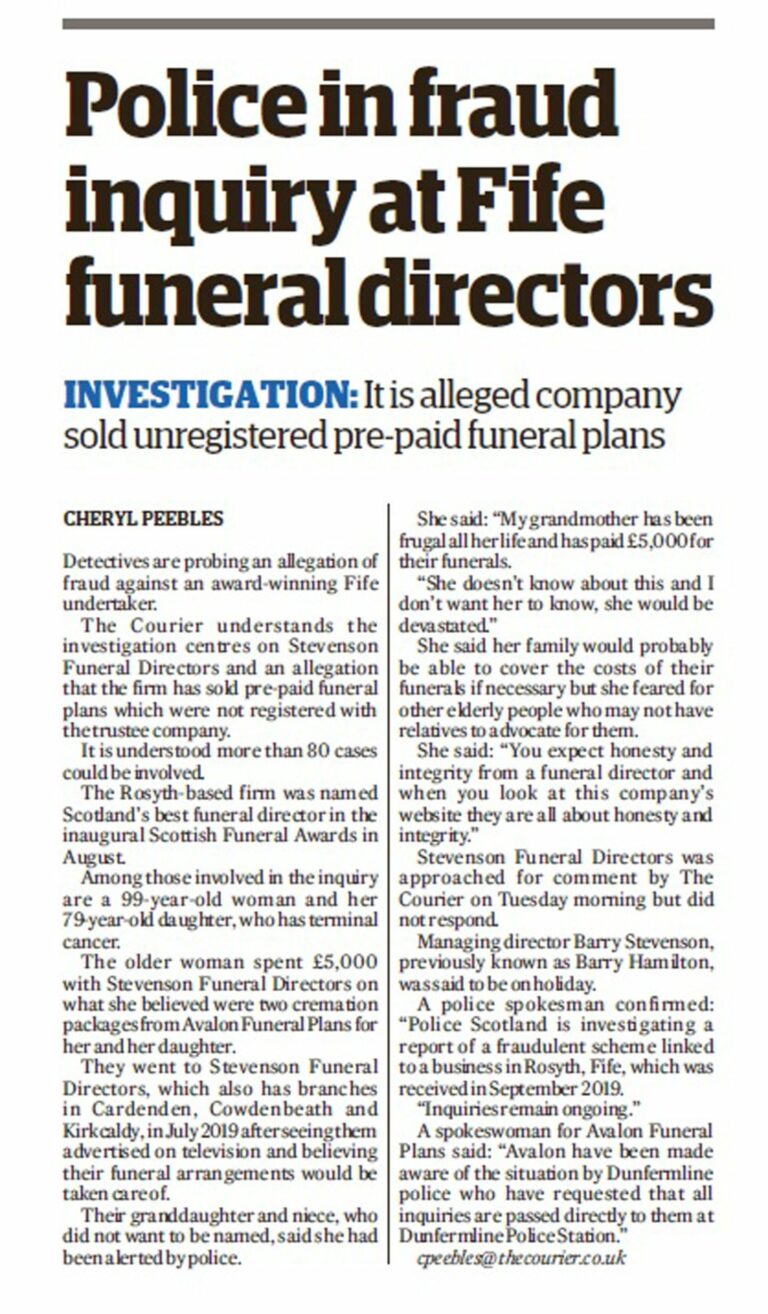 Funeral Fraud Crooked Fife undertaker's criminal past revealed