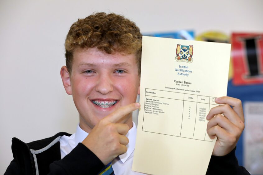 A happy Reuben Banks with his results