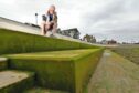 Councillor Craig Duncan with the slimy steps at Broughty Ferry. Pic Gareth Jennings.