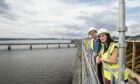 Amy Isles Project Officer with Hillcrest Housing Association and John Walker Site Manager with Enevate Homes, looking at the river views