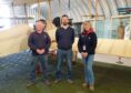 Montrose Air Station Heritage Centre chairman Stuart Archibald, Jamie Macfarlane of Crown Estate Scotland and Sian Brewis from MAHSC. Supplied by Crown Estate Scotland.