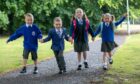 The friends are all starting P1 together at Seaview Primary School in Monifieth - Lewis Croll, Felix Mulholland, Annabel Dickie and Aurla Wilson. Picture by Kim Cessford / DCT Media.
