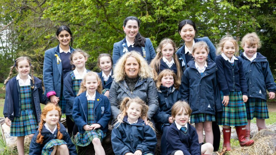 Kilgraston School pupils with headmaster.