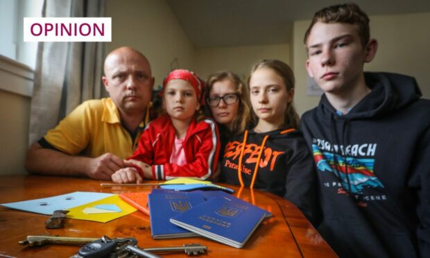 Ukrainian refugee Mykola Kartavtseva and his family escaped Ukraine and made their way to a family members house in Cardenden. Photo: Mhairi Edwards/DCT Media