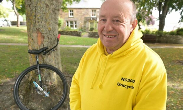 Bruce Rose is preparing to tackle the entire NC500 on a unicycle to raise awareness of alcohol recovery. Picture by Sandy McCook