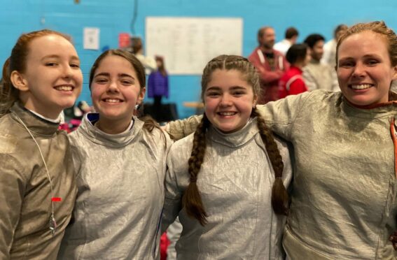 Salle Ossian Fencing Club players Kate Daykin, Lucia Paul, Honor Paul and Lucy Higham.