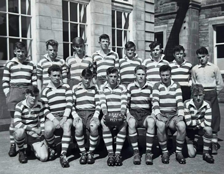 In his younger rugby days.