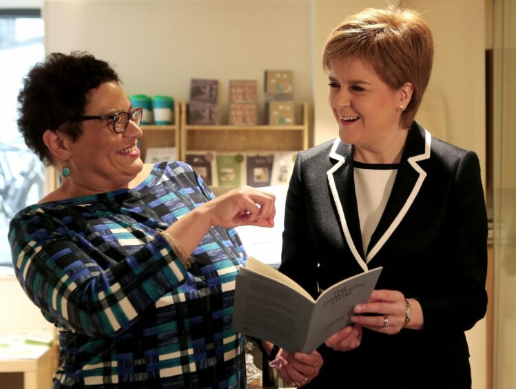 Book-lover Nicola Sturgeon with the former Makar (National Poet for Scotland) Jackie Kay.