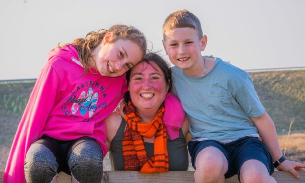 Ruth McLean with her daughter and son who attend Gaelic school, in Perthshire.
