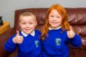 Twins Hunter and Kathleen Leckie (aged 5) are starting school today. They are joining Stanley Primary.  Pic: Steve MacDougall / DCT Media