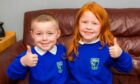 Twins Hunter and Kathleen Leckie (aged 5) are starting school today. They are joining Stanley Primary.  Pic: Steve MacDougall / DCT Media