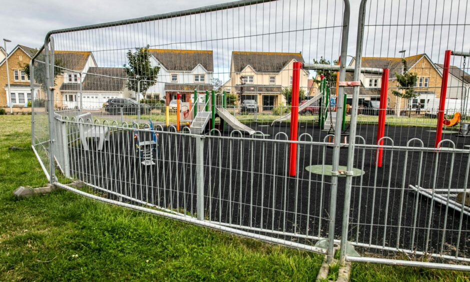 The Cellardyke playpark is fenced off. 