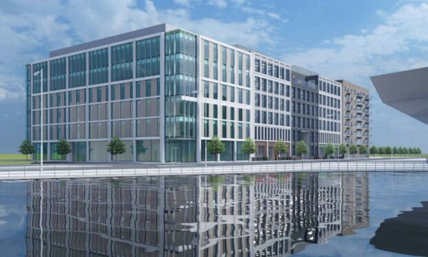 3D Plans for the new office block and retail spaces at the waterfront.