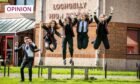Pupils at Lochgelly High celebrate receiving their exam results last year.