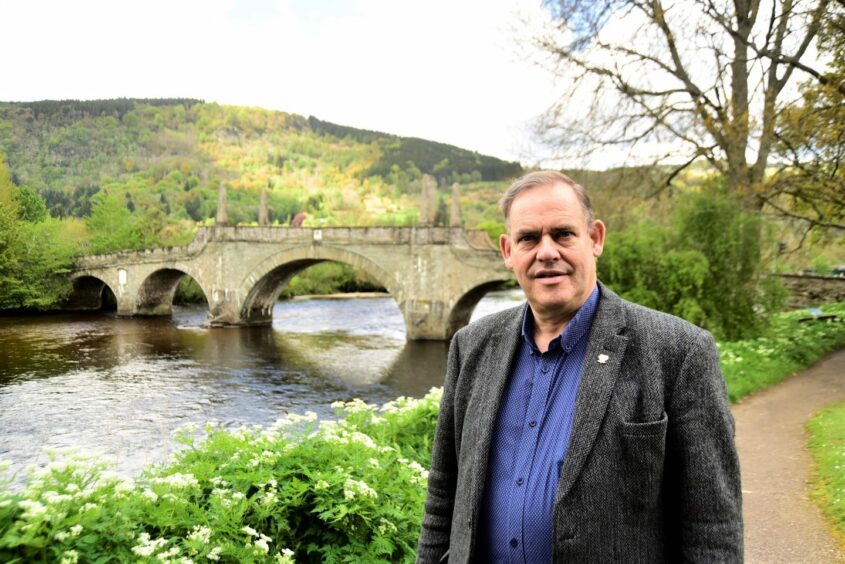 Councillor John Duff at General Wade's Bridge in Aberfeldy.