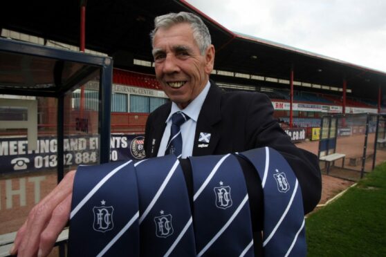 Dundee FC legend Pat Liney with the ties.