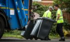 Angus Council workers collecting bins in Monifieth.