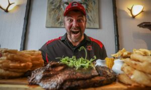 American YouTuber Randy Santel took on Nicoll's Steakhouse's 60oz Scottish Rump Steak Challenge in Perth.