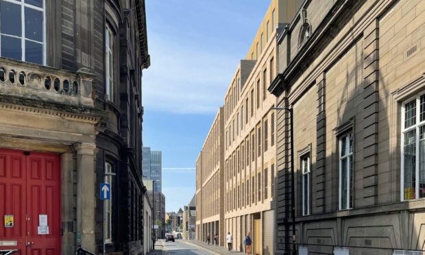 The proposed designs (centre of image) on South Ward Road, Dundee. Image: 56three architects.