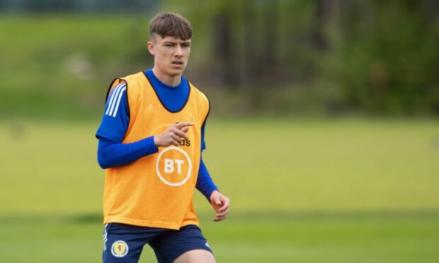 Archie Meekison of Dundee United on Scotland duty