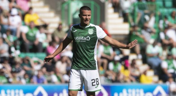 Dylan Tait in action for Hibs earlier this season.