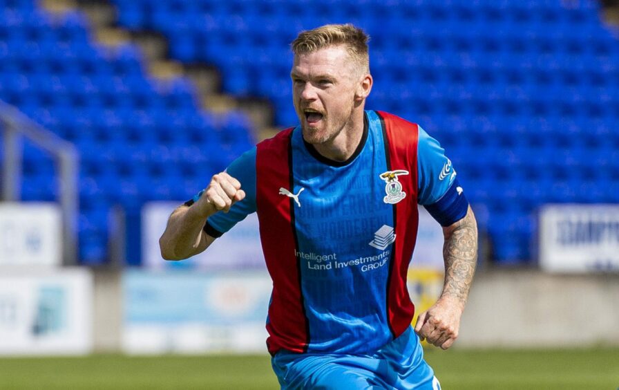 Billy McKay celebrates a goal for Inverness earlier in the season.