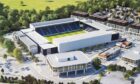 An architect's drawing of Dundee FC's proposed new stadium.