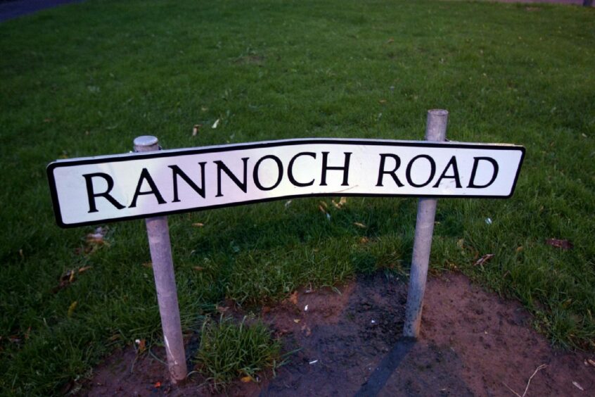 Street sign for Rannoch Road in Perth.