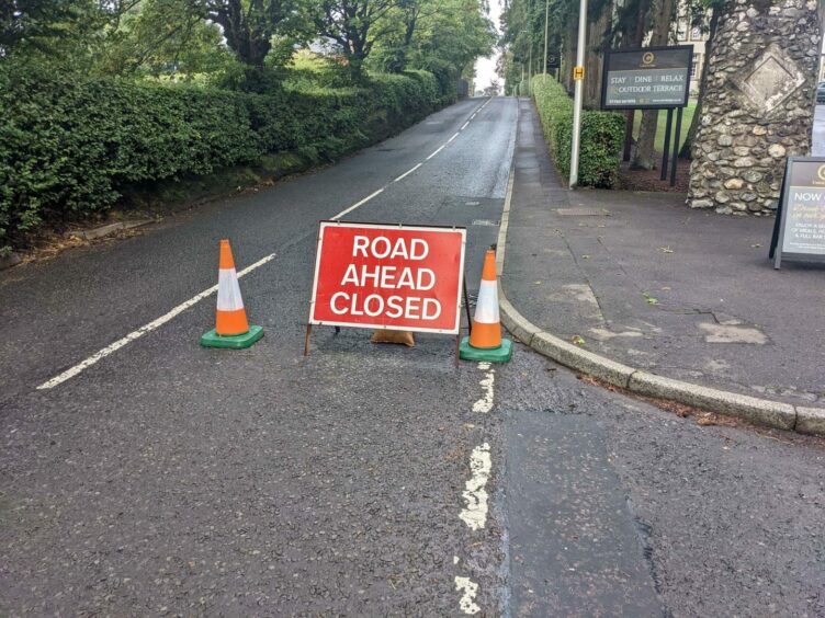 The closure on Orchil Road in Auchterarder.