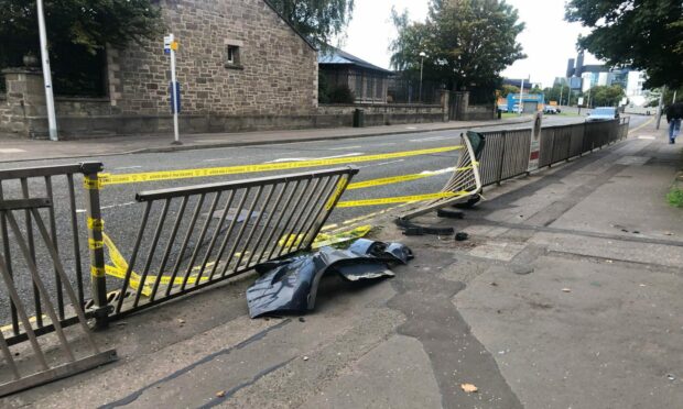 Railings that were damaged in the incident.